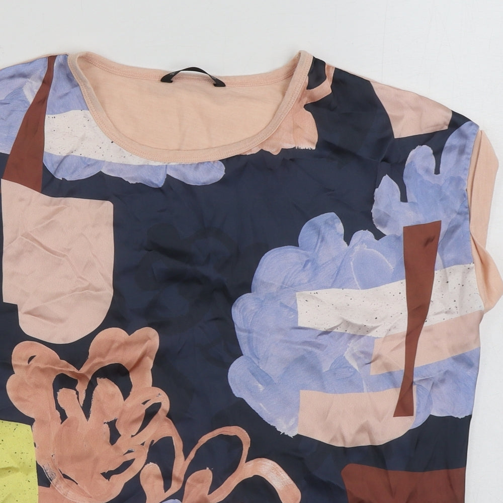 Dunnes Stores Womens Pink Geometric Polyester Basic T-Shirt Size S Boat Neck