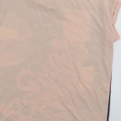 Dunnes Womens Pink Geometric Polyester Basic T-Shirt Size S Boat Neck