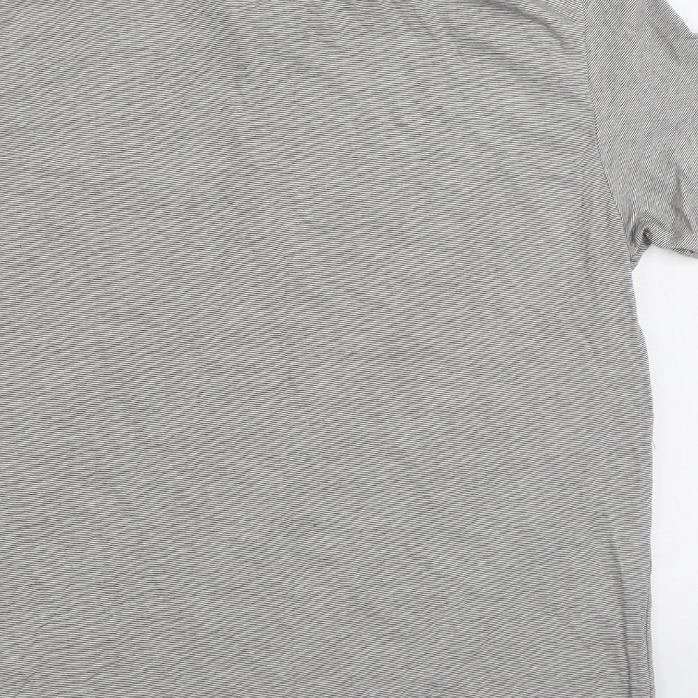 H&M Mens Grey Cotton Polo Size L Collared Button