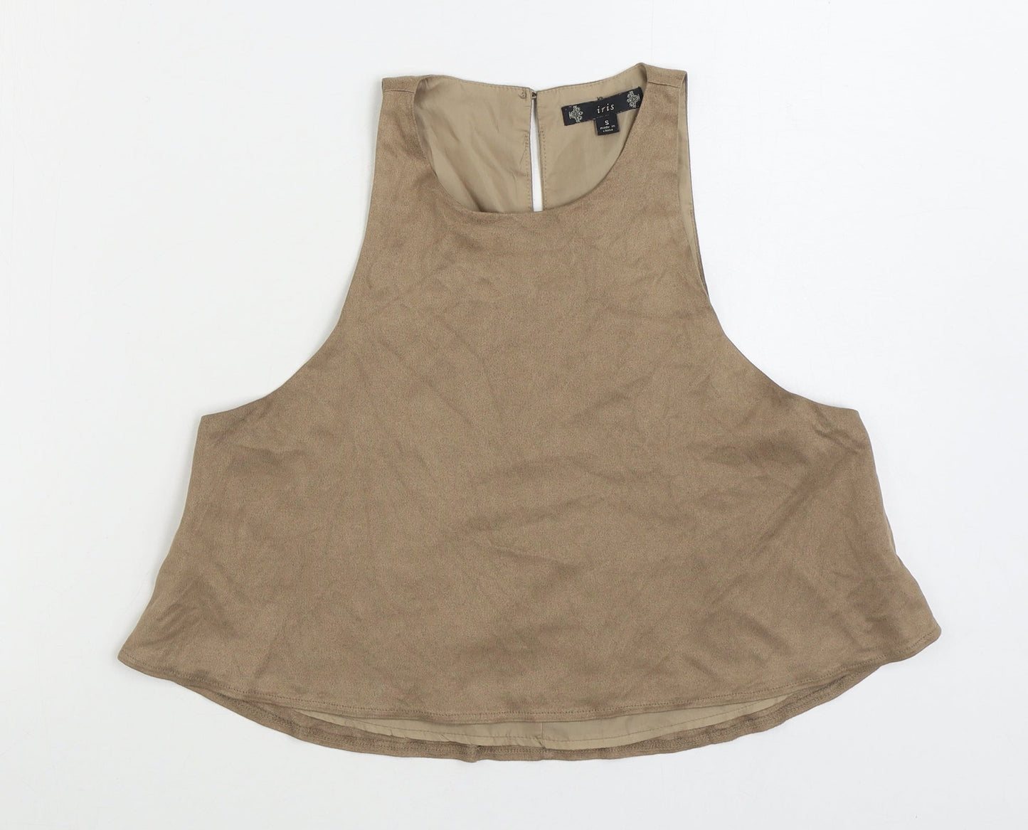 IRIS Womens Brown Polyester Basic Tank Size S Scoop Neck
