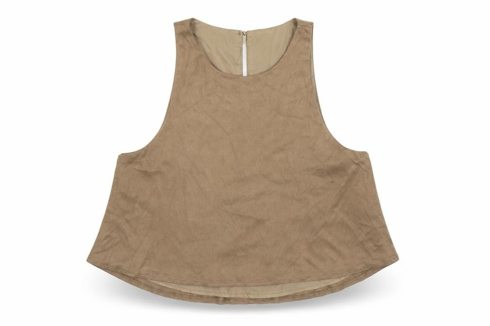 IRIS Womens Brown Polyester Basic Tank Size S Scoop Neck
