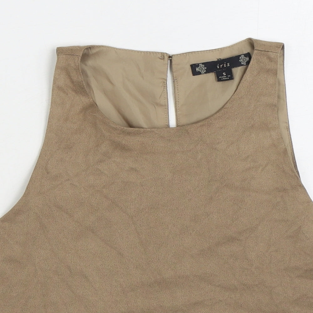 IRIS Womens Brown Polyester Basic Tank Size S Scoop Neck