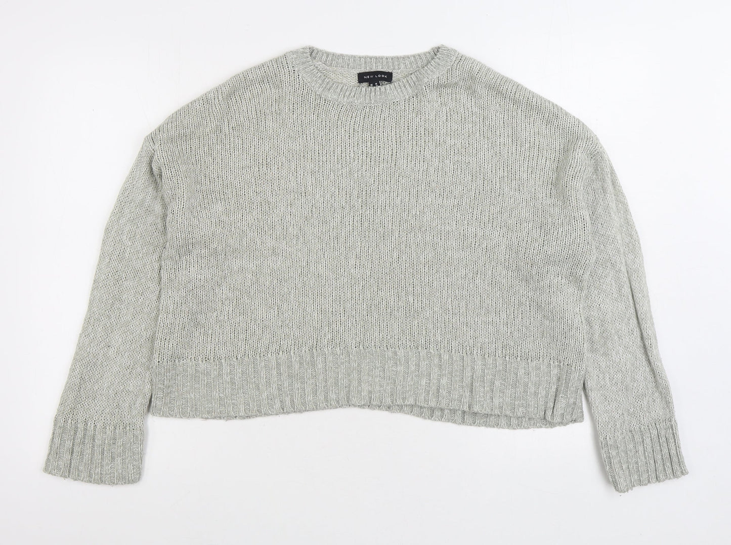 New Look Womens Grey Round Neck Acrylic Pullover Jumper Size M
