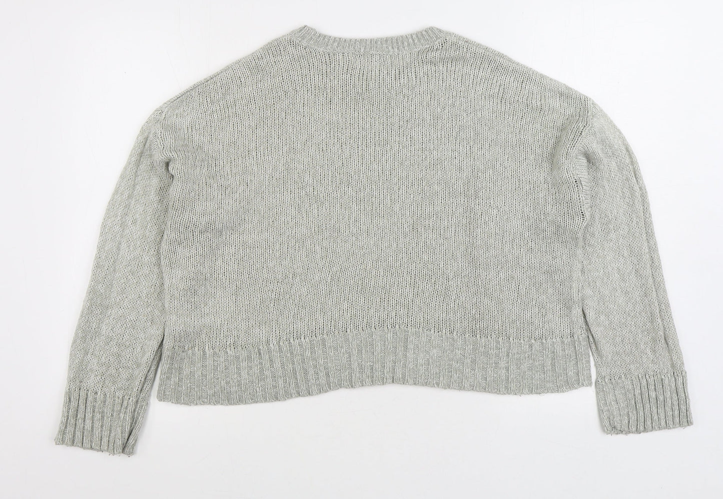 New Look Womens Grey Round Neck Acrylic Pullover Jumper Size M