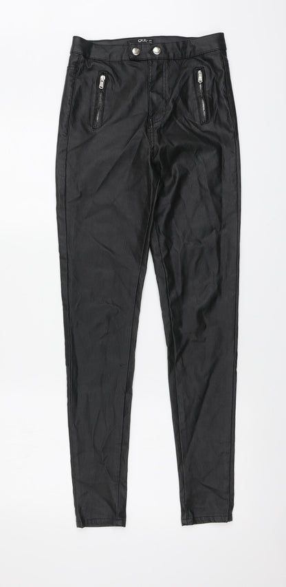 Quiz Womens Black Viscose Jegging Trousers Size 8 L29 in Regular Button
