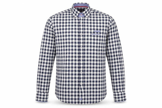 Blue Industry Mens Blue Check Cotton Button-Up Size XL Collared Button