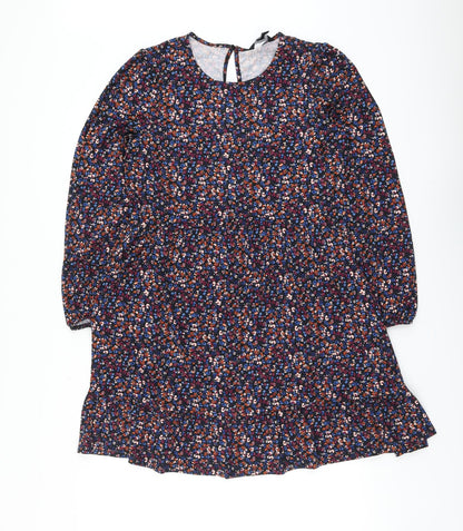 New Look Womens Multicoloured Floral Polyester A-Line Size 8 Round Neck Button