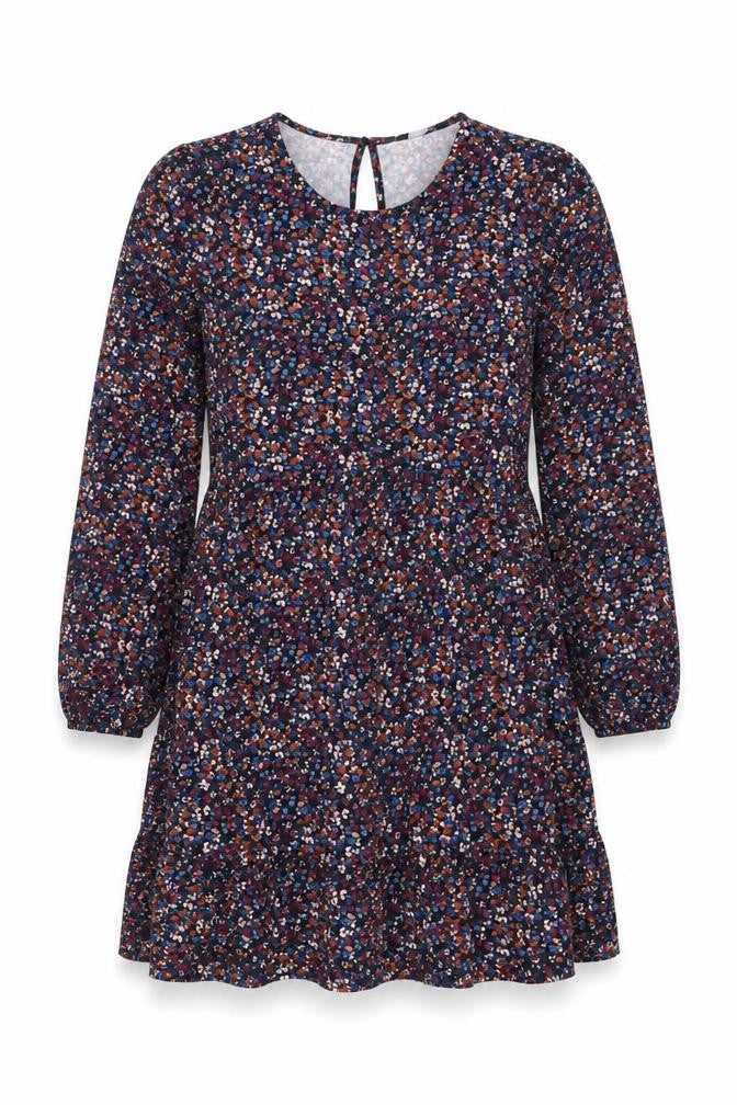 New Look Womens Multicoloured Floral Polyester A-Line Size 8 Round Neck Button