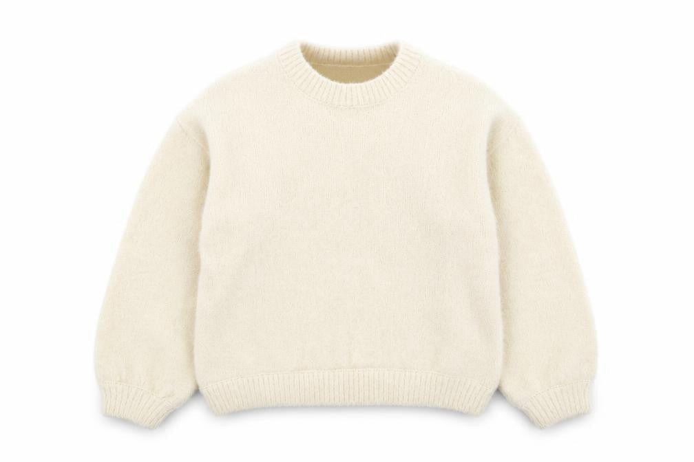 Lindex Girls Ivory Round Neck Polyester Pullover Jumper Size 10-11 Years Button