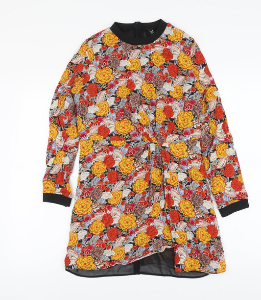 TRF Collection Womens Multicoloured Geometric Polyester A-Line Size M Round Neck Zip
