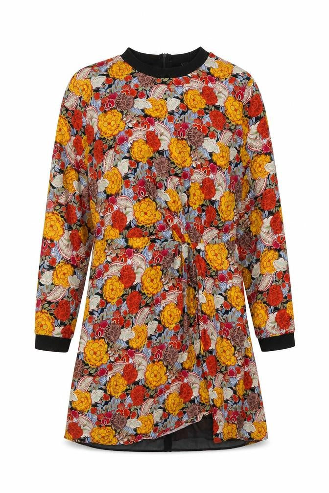 TRF Collection Womens Multicoloured Geometric Polyester A-Line Size M Round Neck Zip