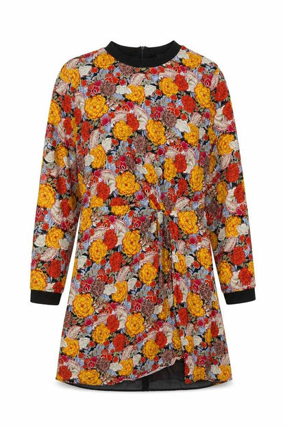 TRF Collection Womens Multicoloured Geometric Polyester A-Line Size M Round Neck Zip