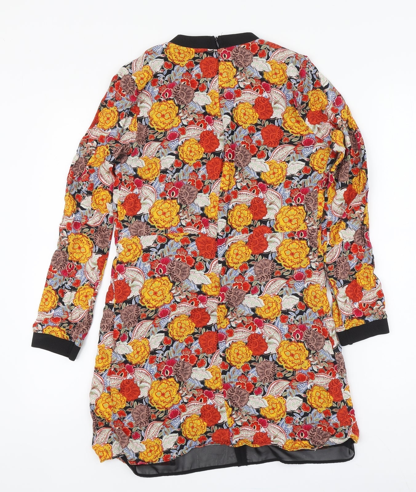 TRF Collection Womens Multicoloured Geometric Polyester A-Line Size M Round Neck Zip