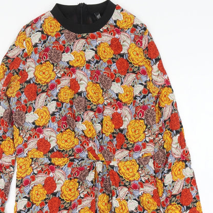 TRF Collection Womens Multicoloured Geometric Polyester A-Line Size M Round Neck Zip