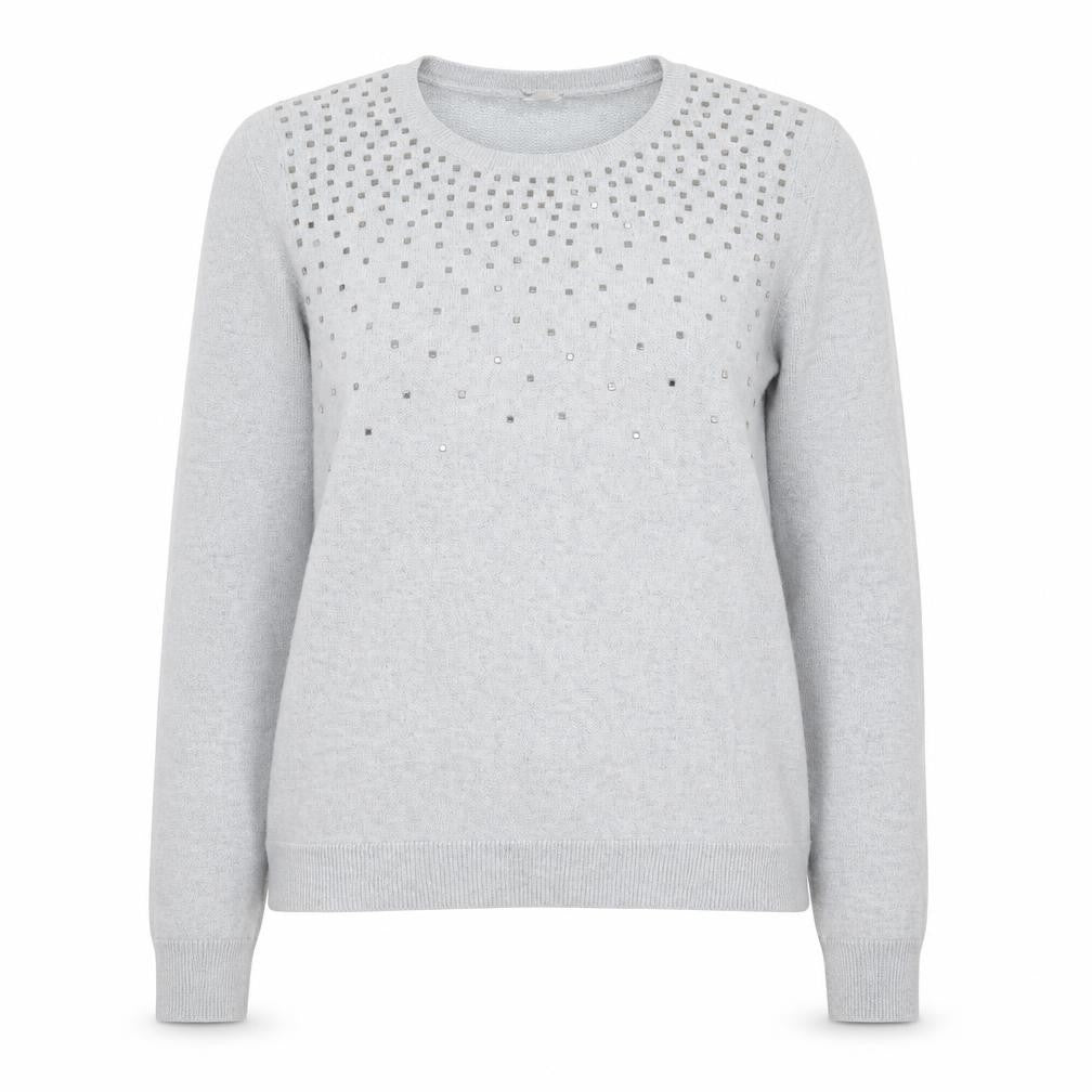 Oasis Womens Grey Round Neck Cotton Pullover Jumper Size S