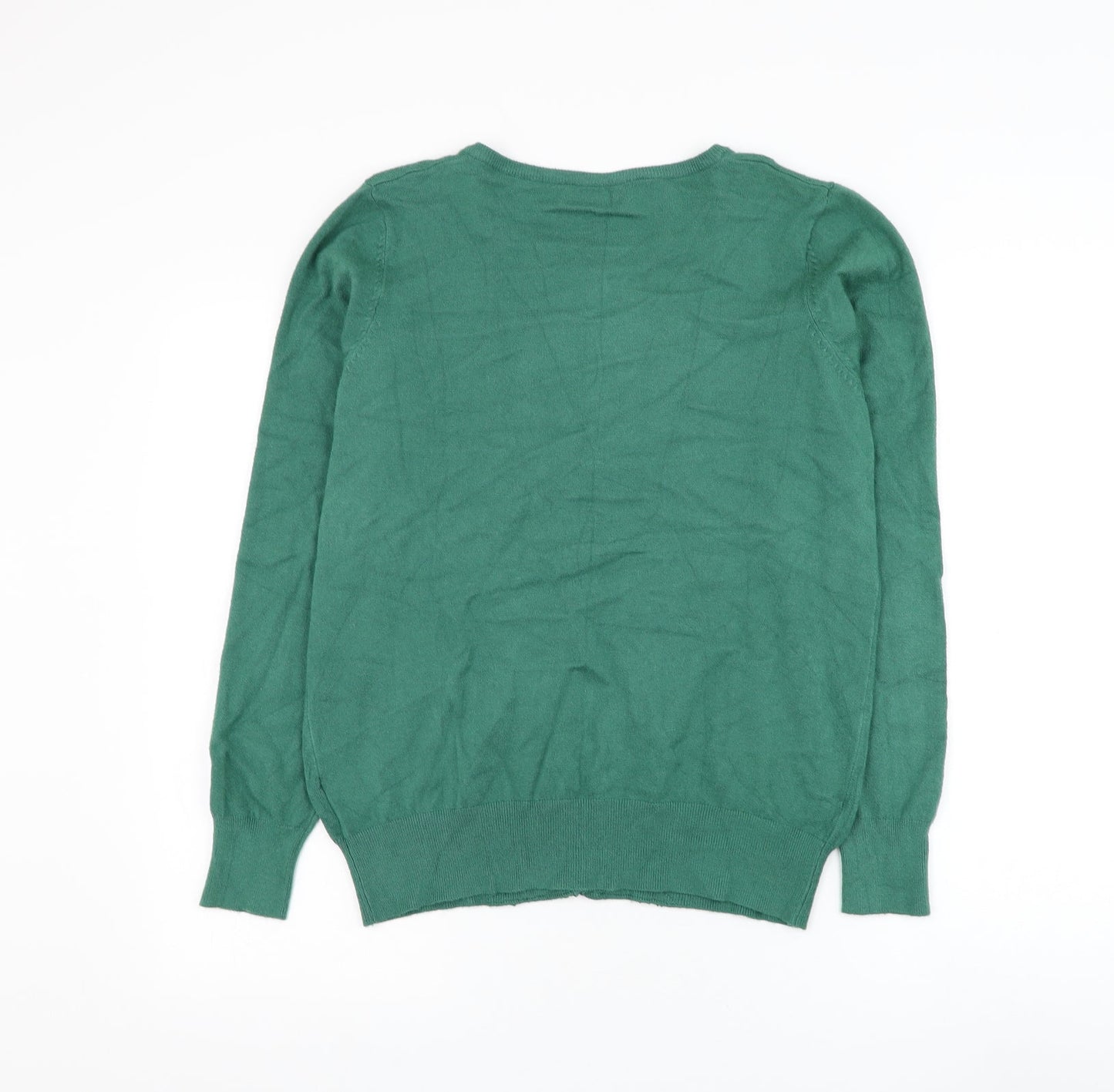 Menglu Womens Green Round Neck Viscose Cardigan Jumper Size L