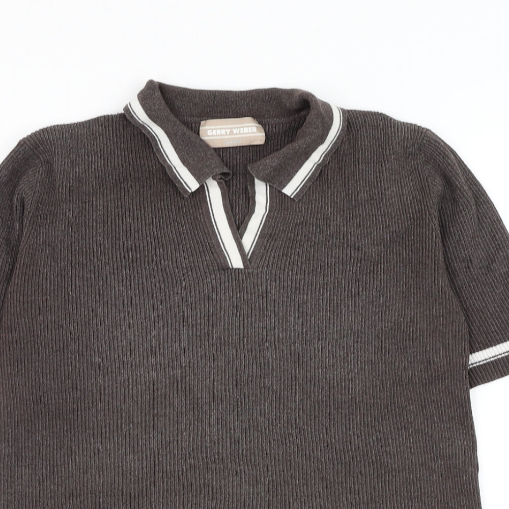 Gerry Weber Womens Brown Collared Polyester Pullover Jumper Size S