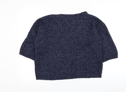 Tu Womens Blue Round Neck Acrylic Pullover Jumper Size 14