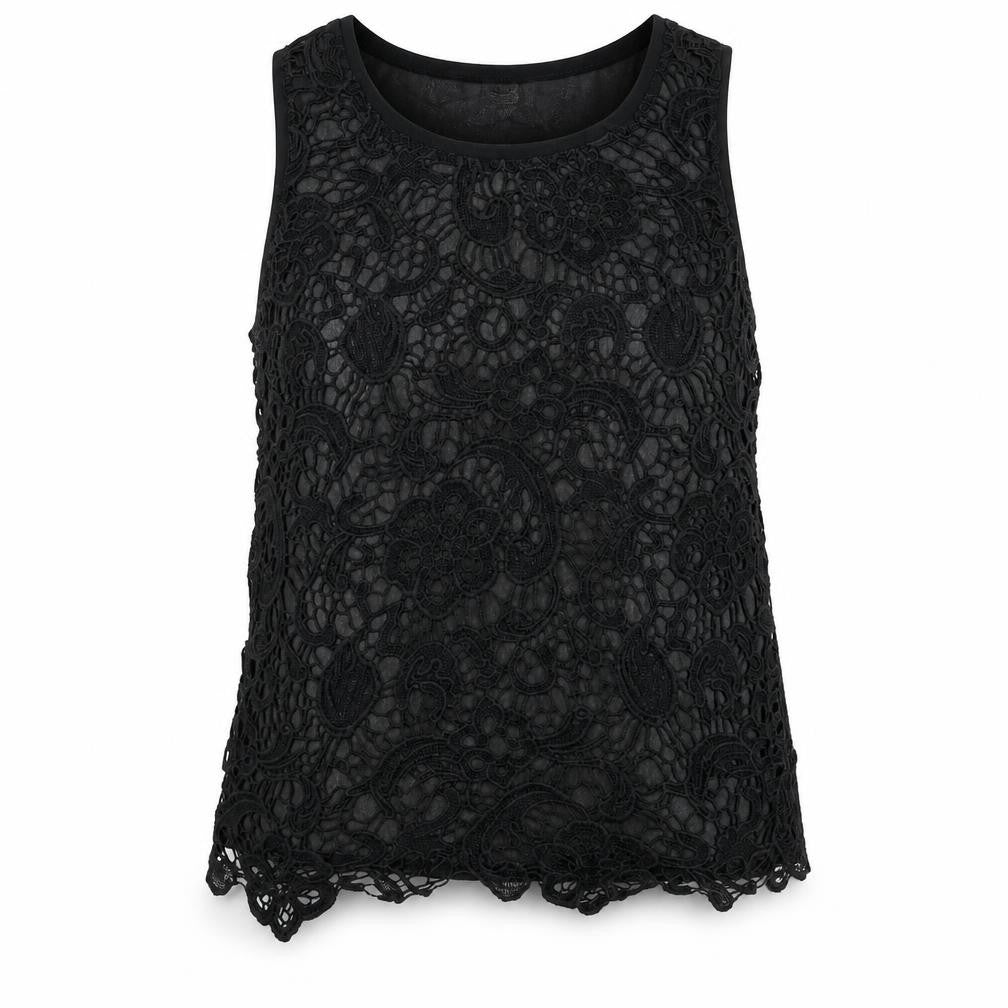 Only Womens Black Floral Polyester Basic Blouse Size 12 Round Neck