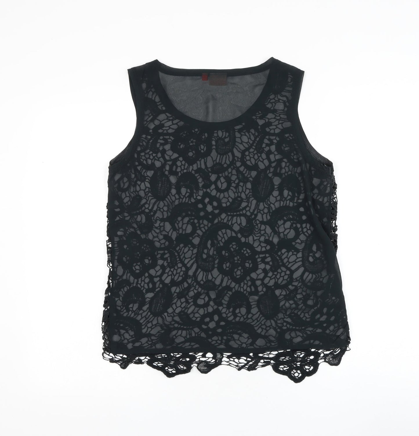 Only Womens Black Floral Polyester Basic Blouse Size 12 Round Neck