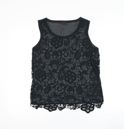 Only Womens Black Floral Polyester Basic Blouse Size 12 Round Neck
