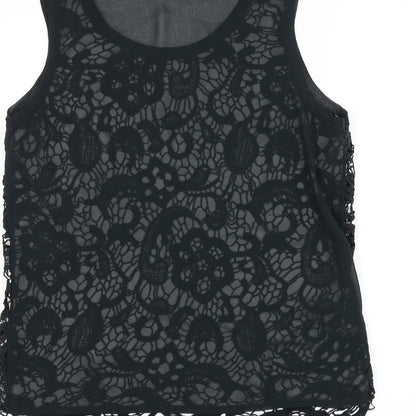 Only Womens Black Floral Polyester Basic Blouse Size 12 Round Neck