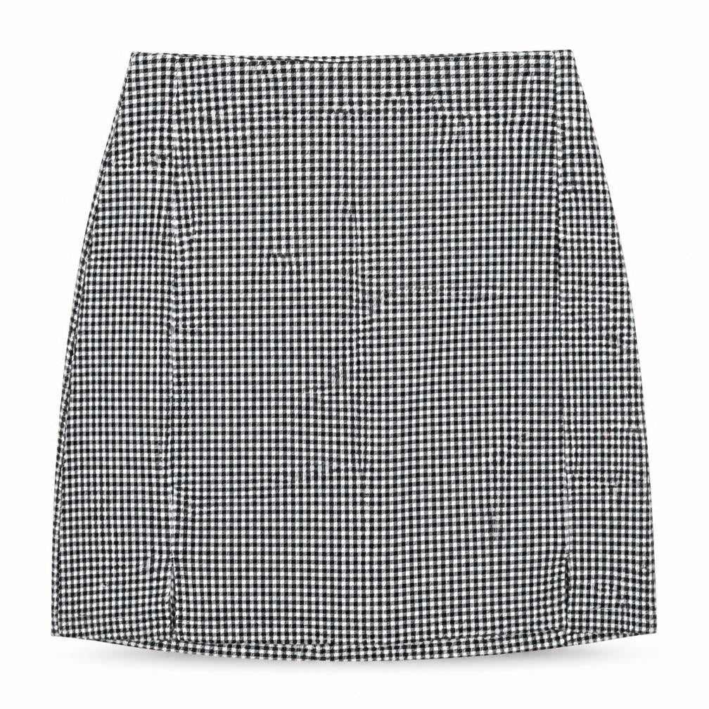 j.galt Womens Black Check Polyester Mini Skirt Size 22 in Zip