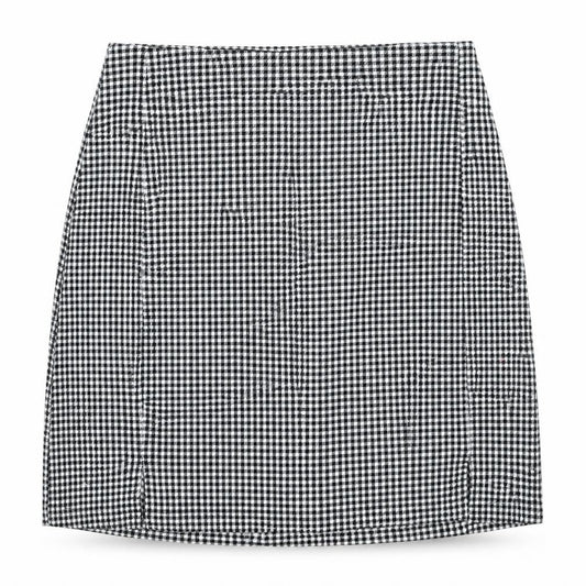 j.galt Womens Black Check Polyester Mini Skirt Size 22 in Zip