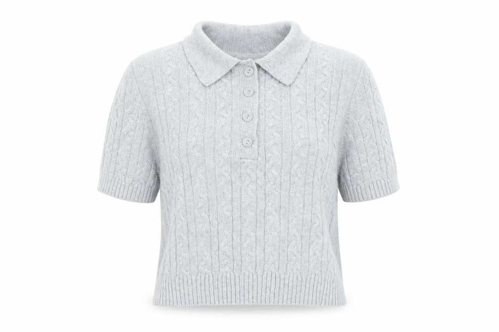 Pull&Bear Womens Grey Collared Viscose Pullover Jumper Size S