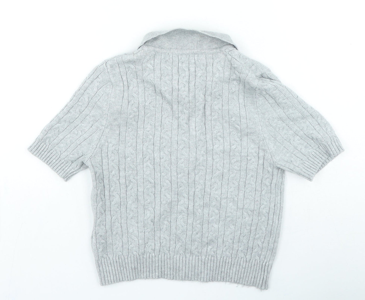 Pull&Bear Womens Grey Collared Viscose Pullover Jumper Size S