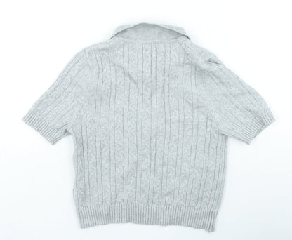 Pull&Bear Womens Grey Collared Viscose Pullover Jumper Size S
