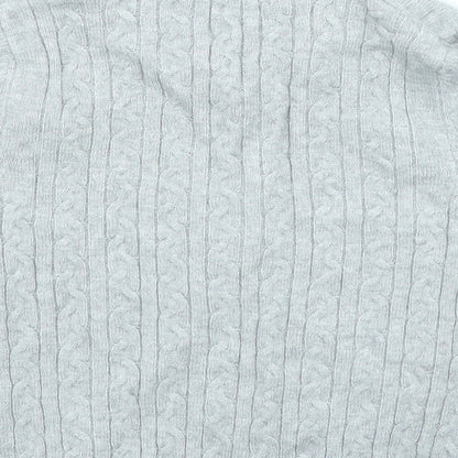 Pull&Bear Womens Grey Collared Viscose Pullover Jumper Size S