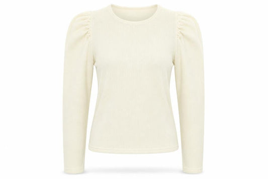 Zara Womens Beige Round Neck Acrylic Pullover Jumper Size S - Puff Sleeve