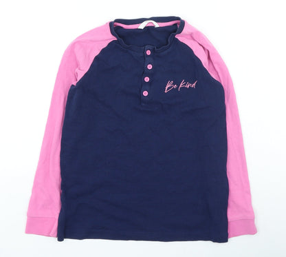 Marks & Spencer Girls Blue Polyester Basic Casual Size 9-10 Years Henley Button - Be Kind