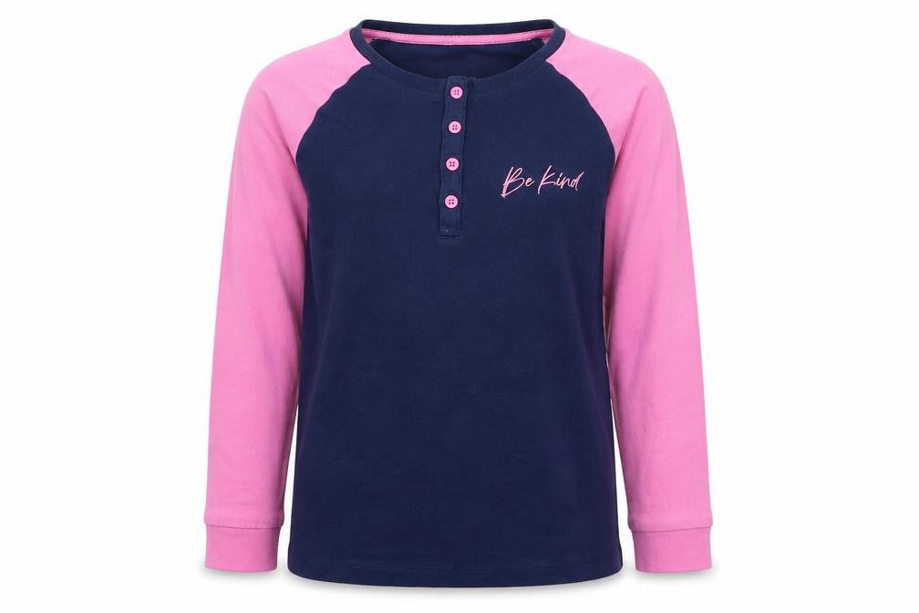 Marks & Spencer Girls Blue Polyester Basic Casual Size 9-10 Years Henley Button - Be Kind