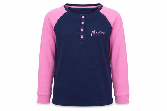 Marks & Spencer Girls Blue Polyester Basic Casual Size 9-10 Years Henley Button - Be Kind
