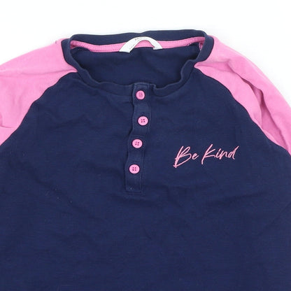 Marks & Spencer Girls Blue Polyester Basic Casual Size 9-10 Years Henley Button - Be Kind