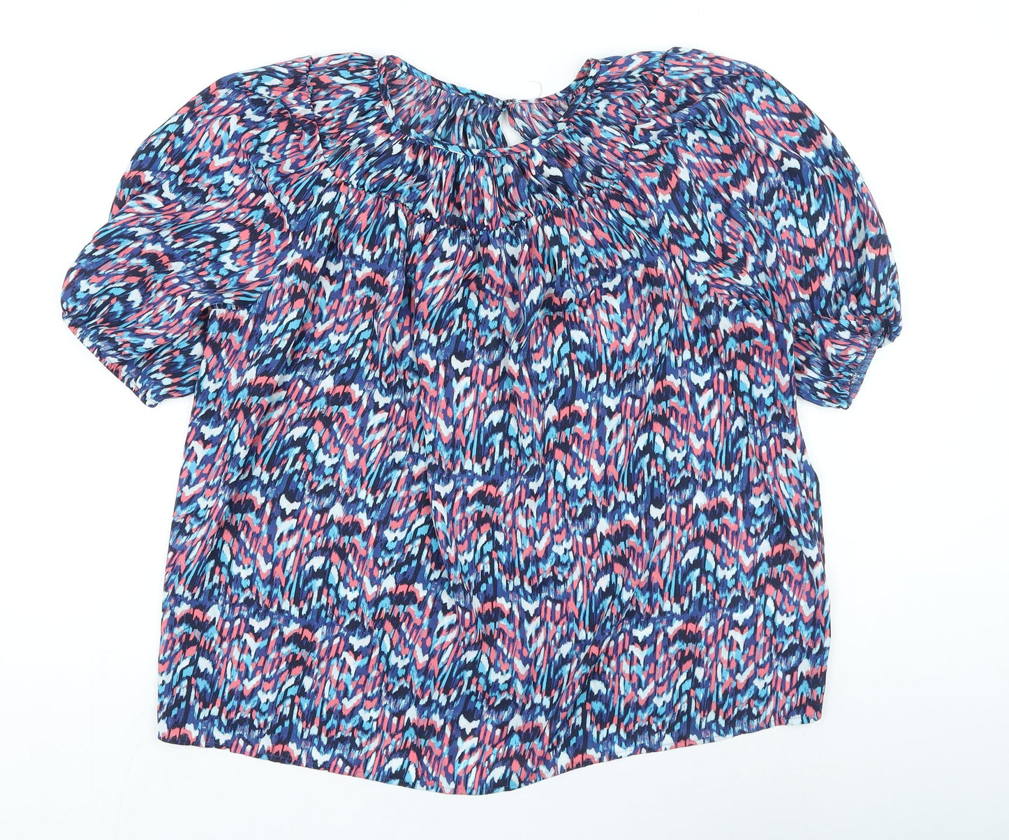 Gallery Womens Multicoloured Geometric Polyester Basic Blouse Size S Round Neck
