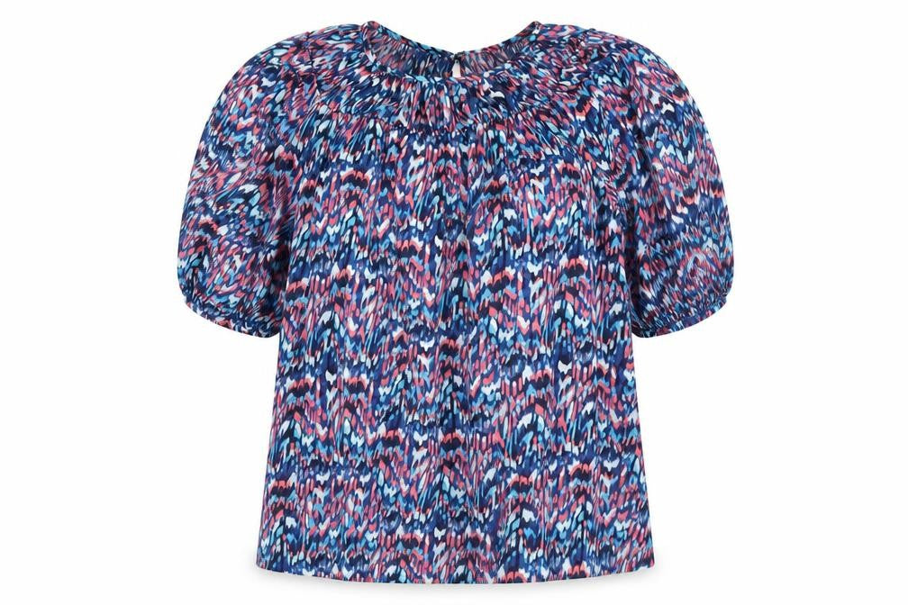 Gallery Womens Multicoloured Geometric Polyester Basic Blouse Size S Round Neck
