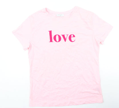 Papaya Womens Pink Polyester Basic T-Shirt Size 10 Roll Neck - Love