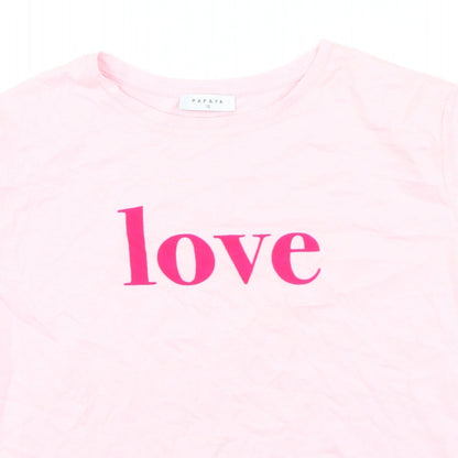 Papaya Womens Pink Polyester Basic T-Shirt Size 10 Roll Neck - Love
