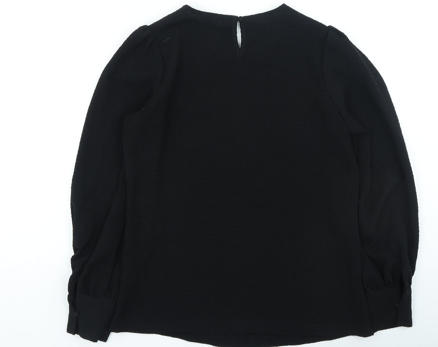 Gallery Womens Black Polyester Basic Blouse Size 8 Round Neck