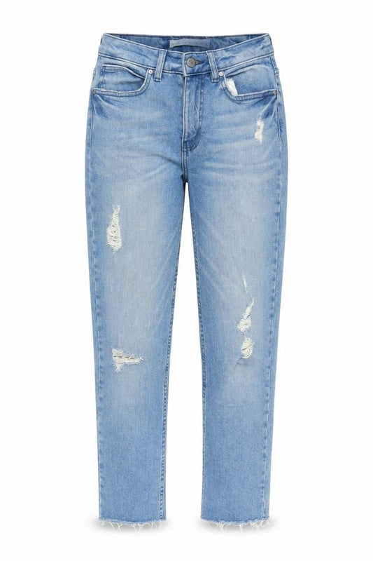 Womens Blue Cotton Straight Jeans Size 10 L24 in Regular Zip