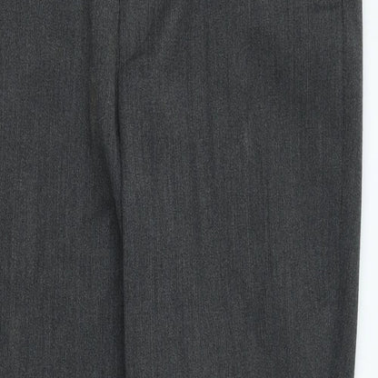 Prestige Mens Grey Polyester Trousers Size 36 in L32 in Regular Button