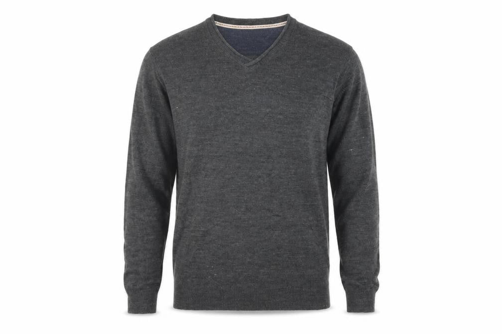 Industrialize Mens Grey V-Neck Acrylic Pullover Jumper Size L