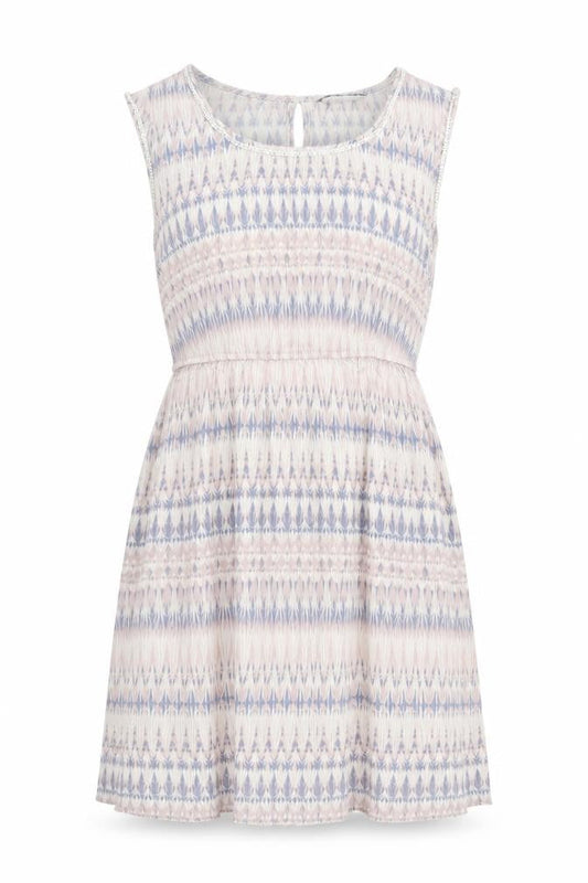 Dorothy Perkins Womens Multicoloured Geometric Viscose Skater Dress Size 14 Round Neck Button