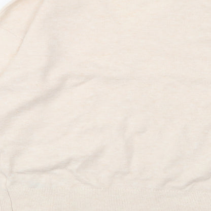 Marks & Spencer Womens Beige V-Neck Polyester Pullover Jumper Size XS