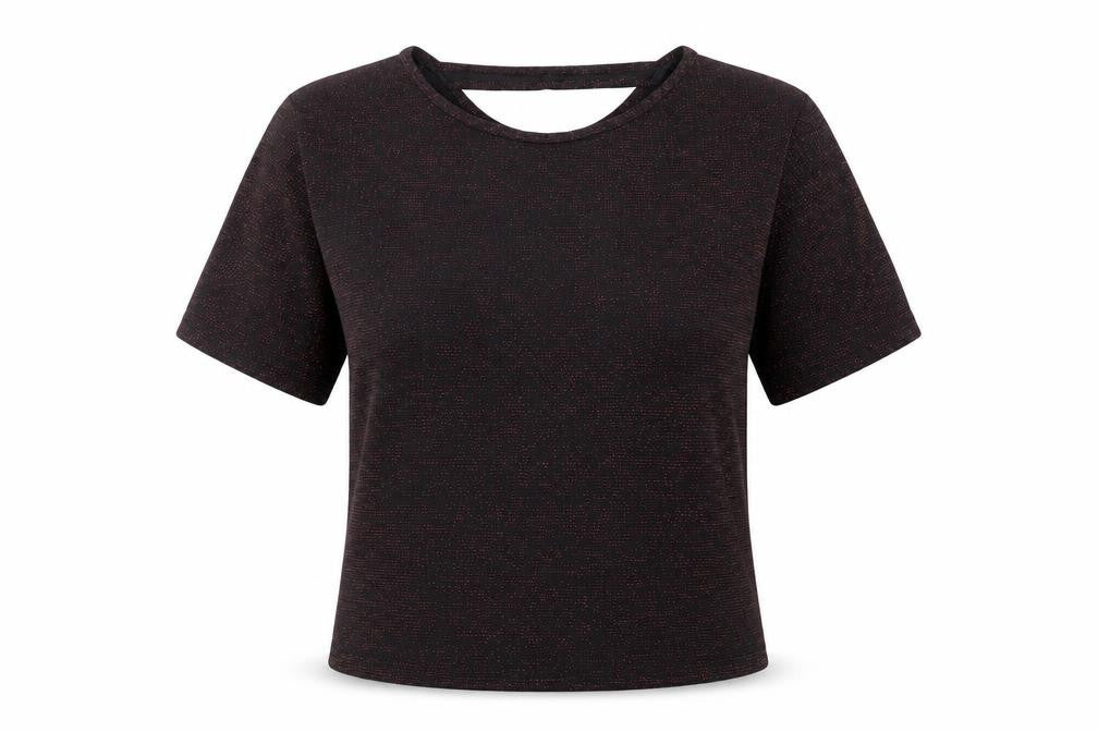 Simon Jeffrey Womens Black Nylon Basic T-Shirt Size 12 Collared