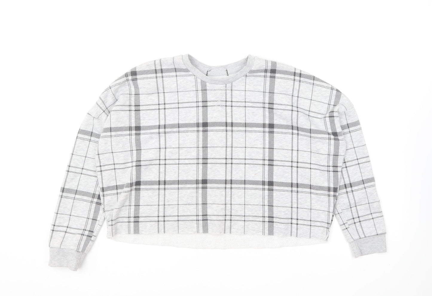 Primark Womens Grey Plaid Polyester Pullover Sweatshirt Size XS Pullover - Cropped
