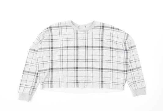 Primark Womens Grey Plaid Polyester Pullover Sweatshirt Size XS Pullover - Cropped